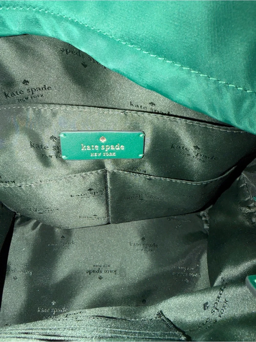 kate spade teal nylon backpack with gold hardware - Picture 3 of 3